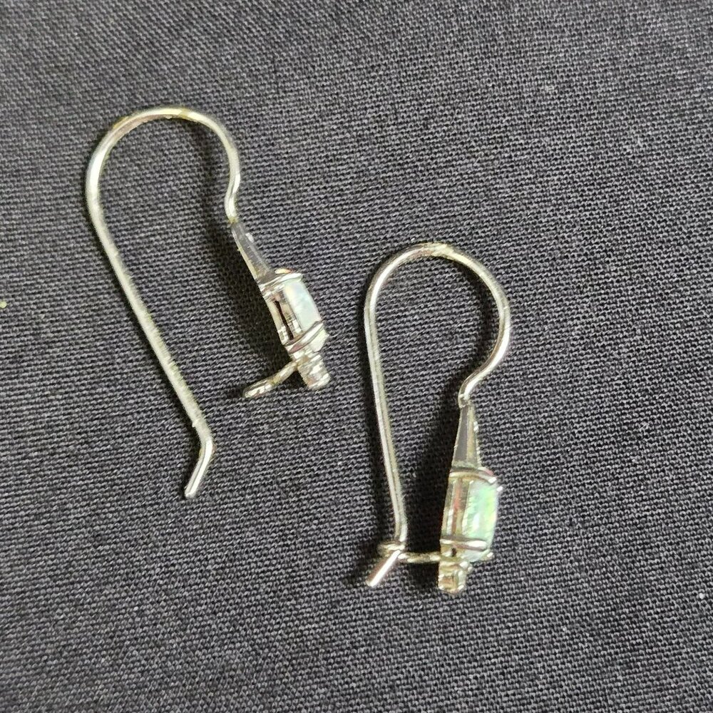 Sterling Silver 925 Opal Drop Earrings with CZ Accent Dangle Pierced Jewelry RJ - Picture 6 of 9